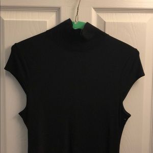 Theory long black long sleeve knit dress